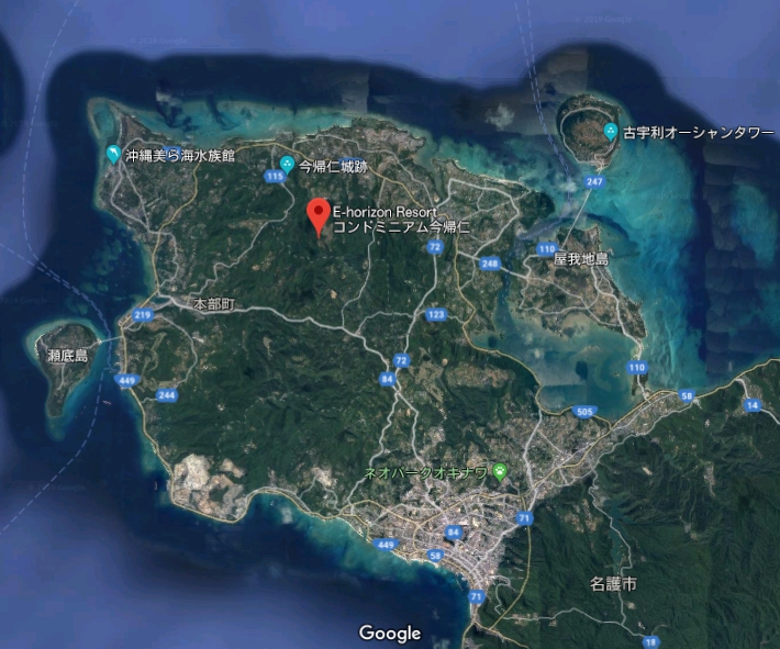 E-horizon resortコンドミニアム今帰仁の場所（地図）中域